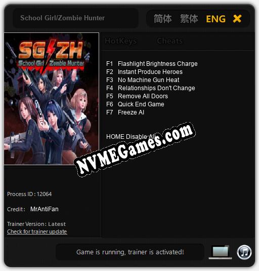 School Girl/Zombie Hunter: Cheats, Trainer +7 [MrAntiFan]