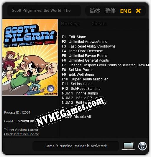 Scott Pilgrim vs. the World: The Game: Cheats, Trainer +15 [MrAntiFan]