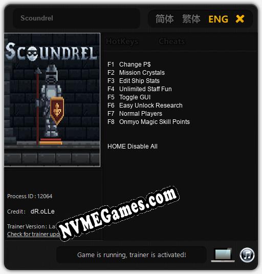 Scoundrel: Cheats, Trainer +8 [dR.oLLe]