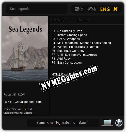 Sea Legends: Cheats, Trainer +9 [CheatHappens.com]