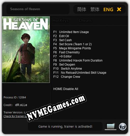 Seasons of Heaven: Trainer +12 [v1.7]