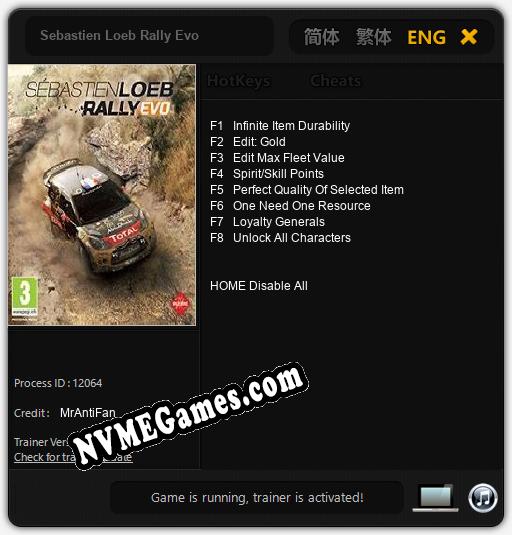 Sebastien Loeb Rally Evo: Treinador (V1.0.2)