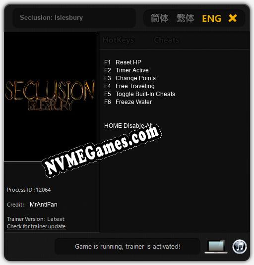 Treinador liberado para Seclusion: Islesbury [v1.0.5]