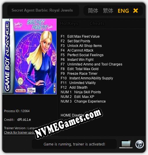 Secret Agent Barbie: Royal Jewels Mission: Trainer +15 [v1.3]