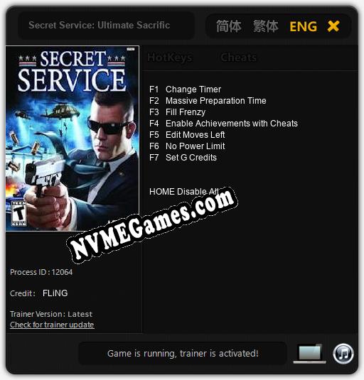 Secret Service: Ultimate Sacrifice: Cheats, Trainer +7 [FLiNG]