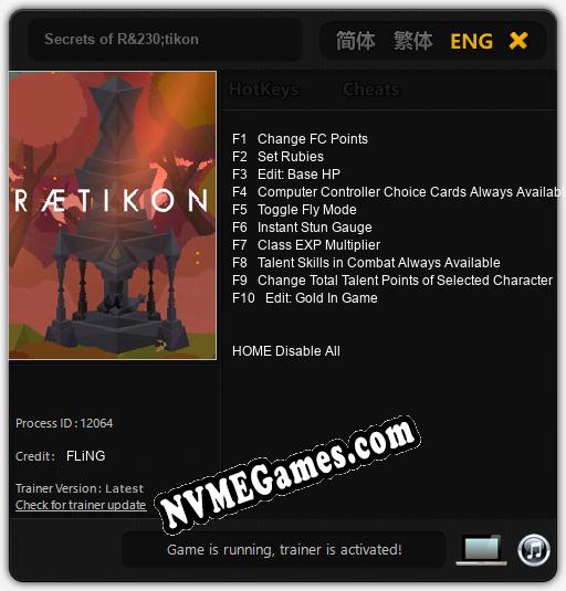 Secrets of R&230;tikon: Cheats, Trainer +10 [FLiNG]