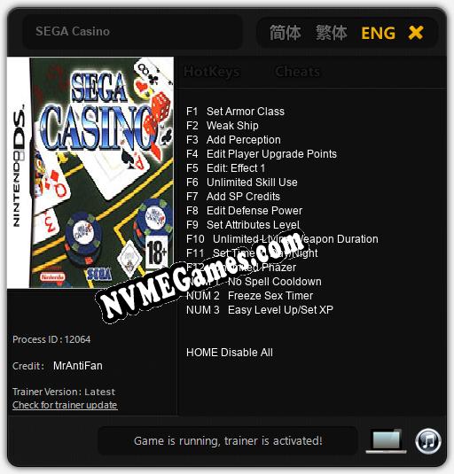 SEGA Casino: Trainer +15 [v1.7]