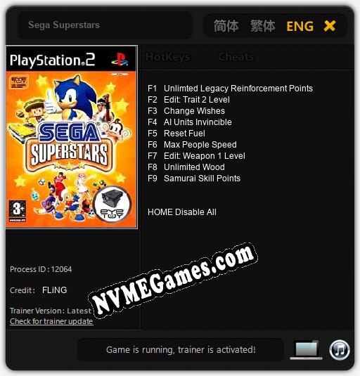 Sega Superstars: Cheats, Trainer +9 [FLiNG]