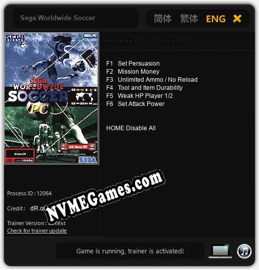 Sega Worldwide Soccer: Trainer +6 [v1.8]