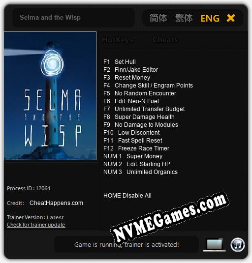 Selma and the Wisp: Treinador (V1.0.32)