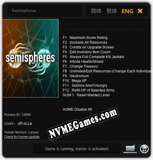 Semispheres: Cheats, Trainer +13 [dR.oLLe]