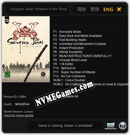 Sengoku Jidai: Shadow of the Shogun: Cheats, Trainer +14 [MrAntiFan]