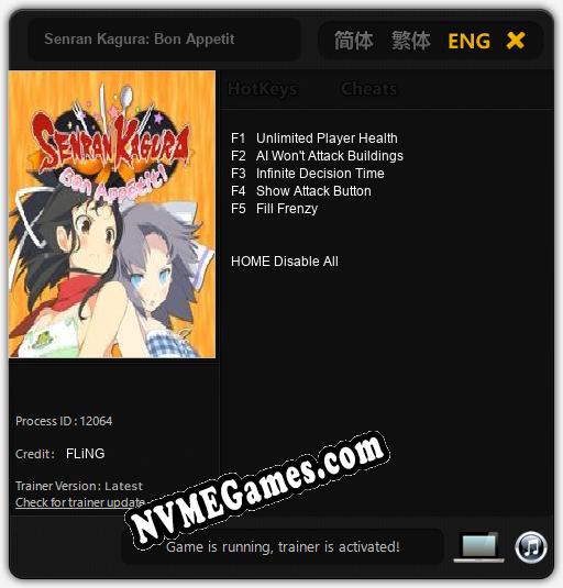 Treinador liberado para Senran Kagura: Bon Appetit [v1.0.2]