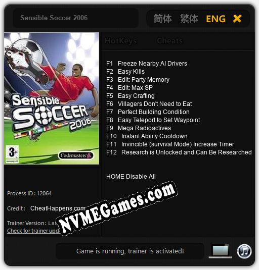 Sensible Soccer 2006: Trainer +12 [v1.7]