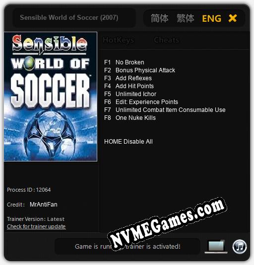 Sensible World of Soccer (2007): Treinador (V1.0.3)