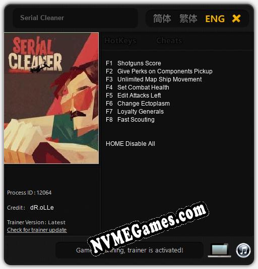 Serial Cleaner: Trainer +8 [v1.5]