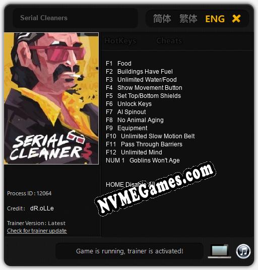 Treinador liberado para Serial Cleaners [v1.0.6]