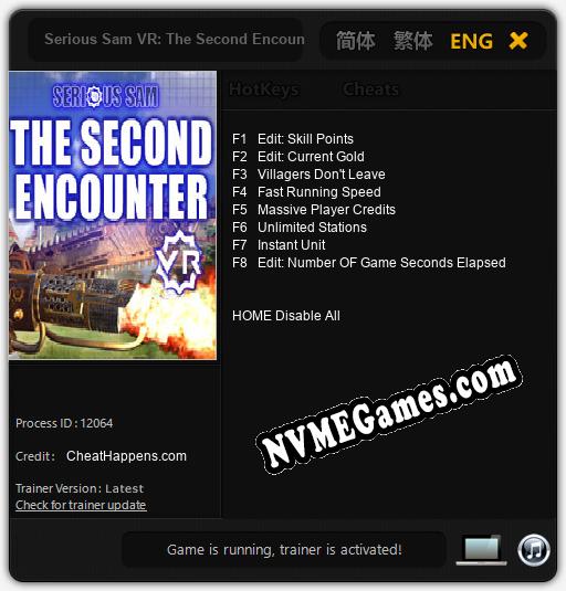 Serious Sam VR: The Second Encounter: Cheats, Trainer +8 [CheatHappens.com]