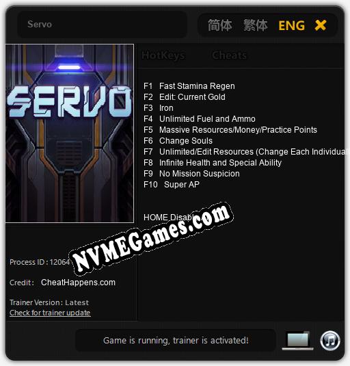 Servo: Cheats, Trainer +10 [CheatHappens.com]