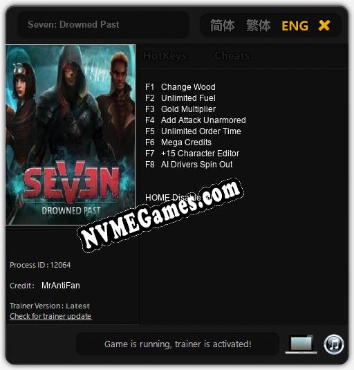 Seven: Drowned Past: Trainer +8 [v1.8]