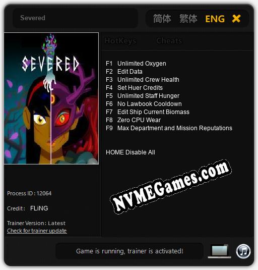 Severed: Cheats, Trainer +9 [FLiNG]