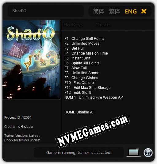 Shad’O: Trainer +13 [v1.3]