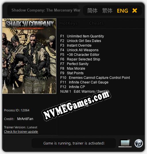 Shadow Company: The Mercenary War: Cheats, Trainer +13 [MrAntiFan]