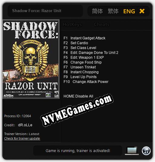 Shadow Force: Razor Unit: Cheats, Trainer +10 [dR.oLLe]