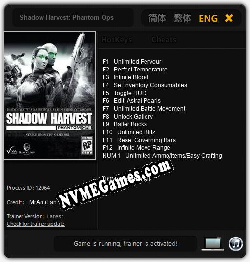 Shadow Harvest: Phantom Ops: Cheats, Trainer +13 [MrAntiFan]