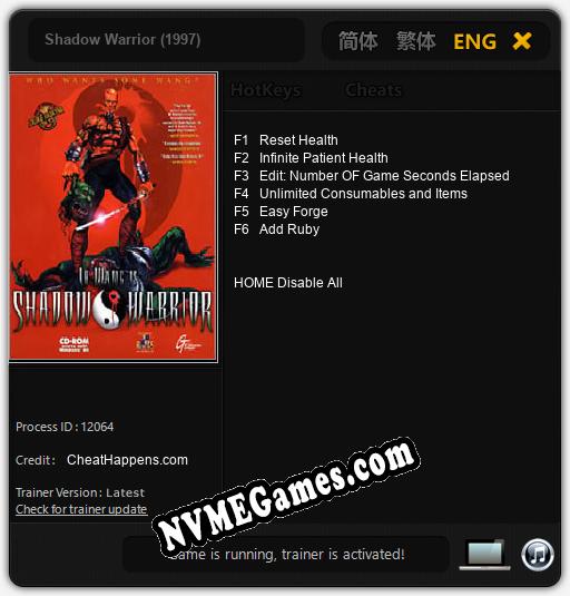 Treinador liberado para Shadow Warrior (1997) [v1.0.8]