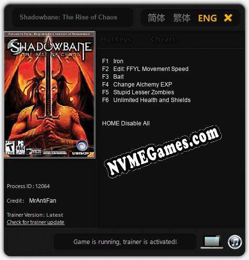 Shadowbane: The Rise of Chaos: Cheats, Trainer +6 [MrAntiFan]