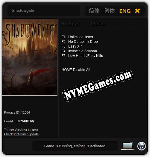 Treinador liberado para Shadowgate [v1.0.6]