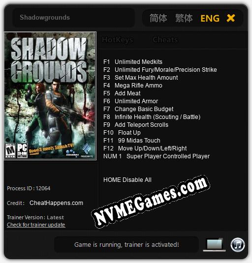 Shadowgrounds: Trainer +13 [v1.3]