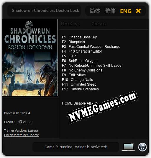 Shadowrun Chronicles: Boston Lockdown: Cheats, Trainer +12 [dR.oLLe]