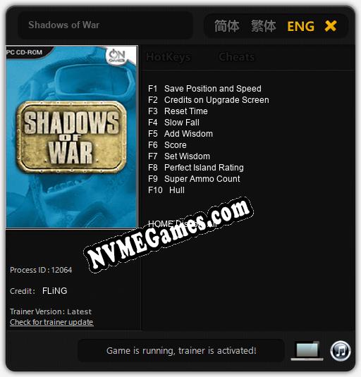 Treinador liberado para Shadows of War [v1.0.8]