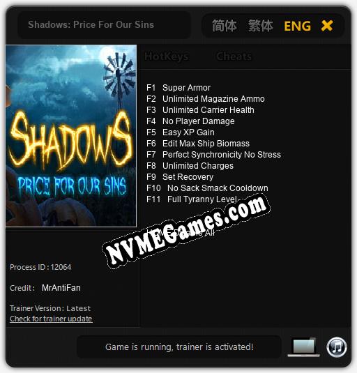 Shadows: Price For Our Sins: Trainer +11 [v1.6]