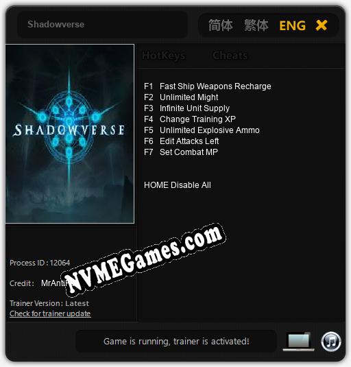 Shadowverse: Cheats, Trainer +7 [MrAntiFan]