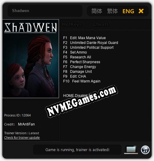 Shadwen: Cheats, Trainer +10 [MrAntiFan]