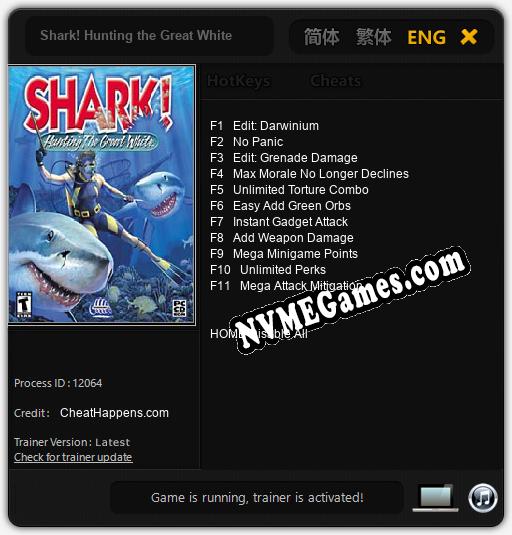 Treinador liberado para Shark! Hunting the Great White [v1.0.1]