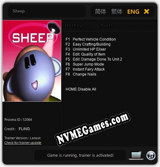 Sheep: Trainer +8 [v1.9]