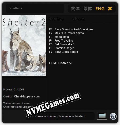 Shelter 2: Treinador (V1.0.83)