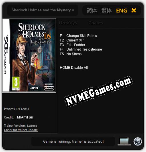 Treinador liberado para Sherlock Holmes and the Mystery of Osborne House [v1.0.9]