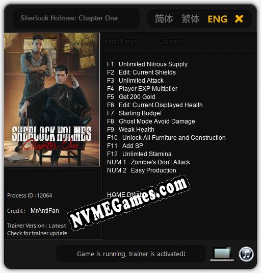 Sherlock Holmes: Chapter One: Cheats, Trainer +14 [MrAntiFan]