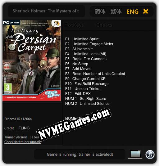 Sherlock Holmes: The Mystery of the Persian Carpet: Treinador (V1.0.46)