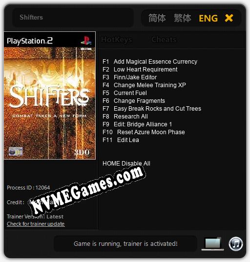 Shifters: Trainer +11 [v1.9]