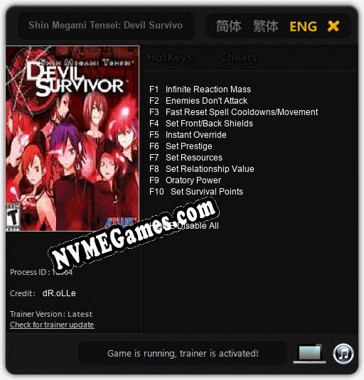 Shin Megami Tensei: Devil Survivor Overclocked: Trainer +10 [v1.4]