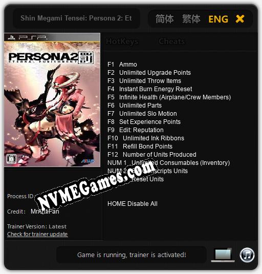 Shin Megami Tensei: Persona 2: Eternal Punishment: Cheats, Trainer +15 [MrAntiFan]