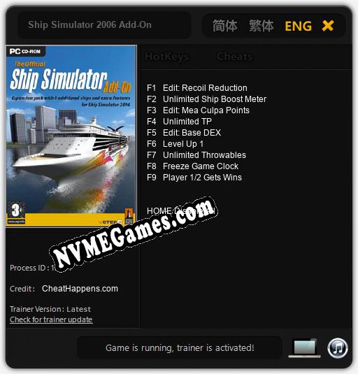 Treinador liberado para Ship Simulator 2006 Add-On [v1.0.4]