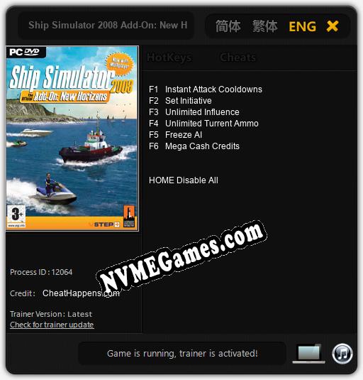 Ship Simulator 2008 Add-On: New Horizons: Cheats, Trainer +6 [CheatHappens.com]