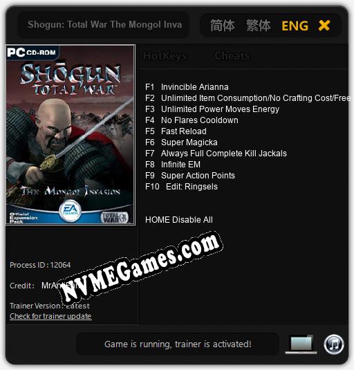 Shogun: Total War The Mongol Invasion: Cheats, Trainer +10 [MrAntiFan]